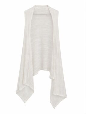 Lightweight Draped Open-Front Vest in Off-White